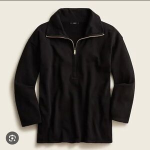 J. Crew University Terry Long Half Zip Tunic in Black